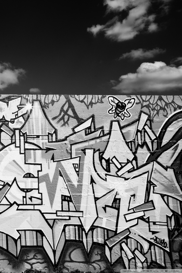 Black And White Graffiti - HD Wallpaper 