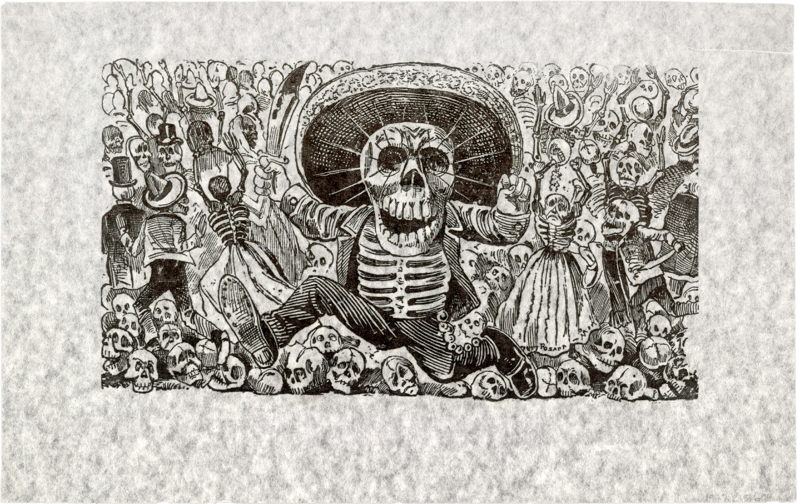 Jose Guadalupe Posada Calavera Skulls Dark Horror Wallpaper - Catrina Jose Guadalupe Posada - HD Wallpaper 