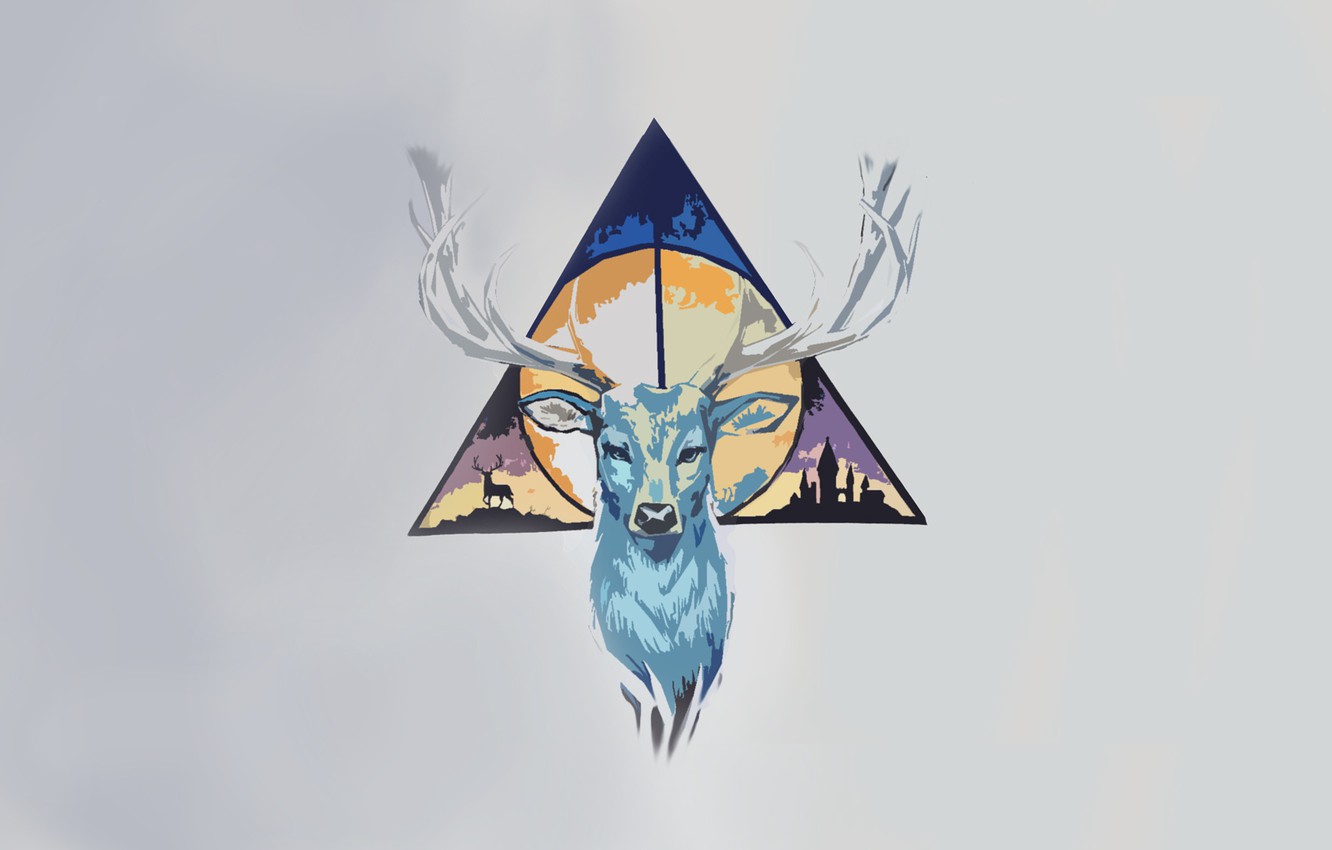 Photo Wallpaper Minimalism, Deer, Triangle, Harry Potter, - Minimalist  Harry Potter Desktop - 1332x850 Wallpaper 