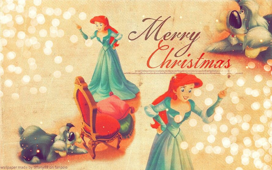 Popular Vintage Christmas Iphone Wallpaper - Merry Christmas Disney Princess - HD Wallpaper 