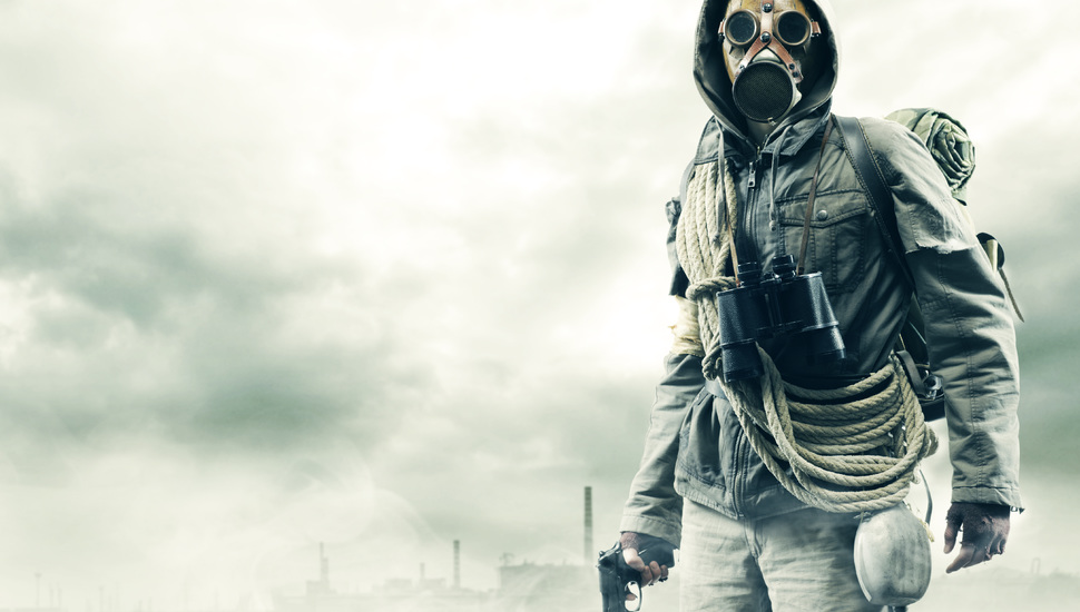 Binoculars, Rope, Gun, Fog, Stalker, Gas Mask Desktop - Gas Mask - HD Wallpaper 