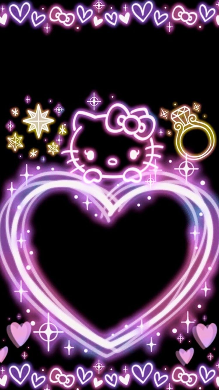 Pink Neon Hello Kitty - HD Wallpaper 