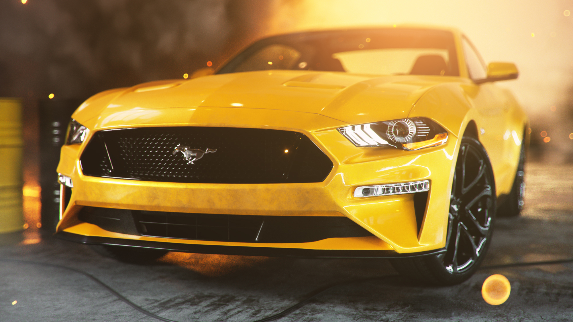 Ford Mustang Yellow Wallpaper Hd 2000x1125 Wallpaper Teahub Io