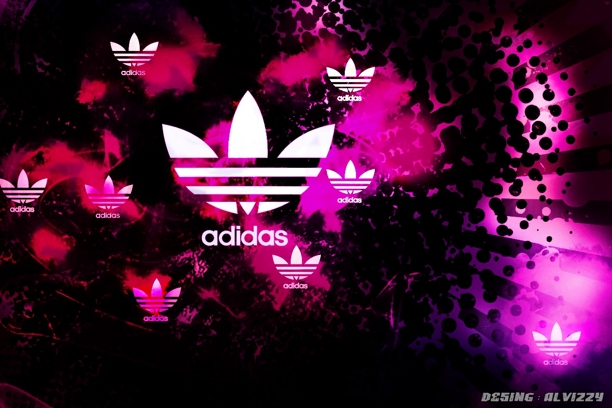 Pink Purple Adidas Logo Wallpaper - Adidas Background Black Pink - HD Wallpaper 