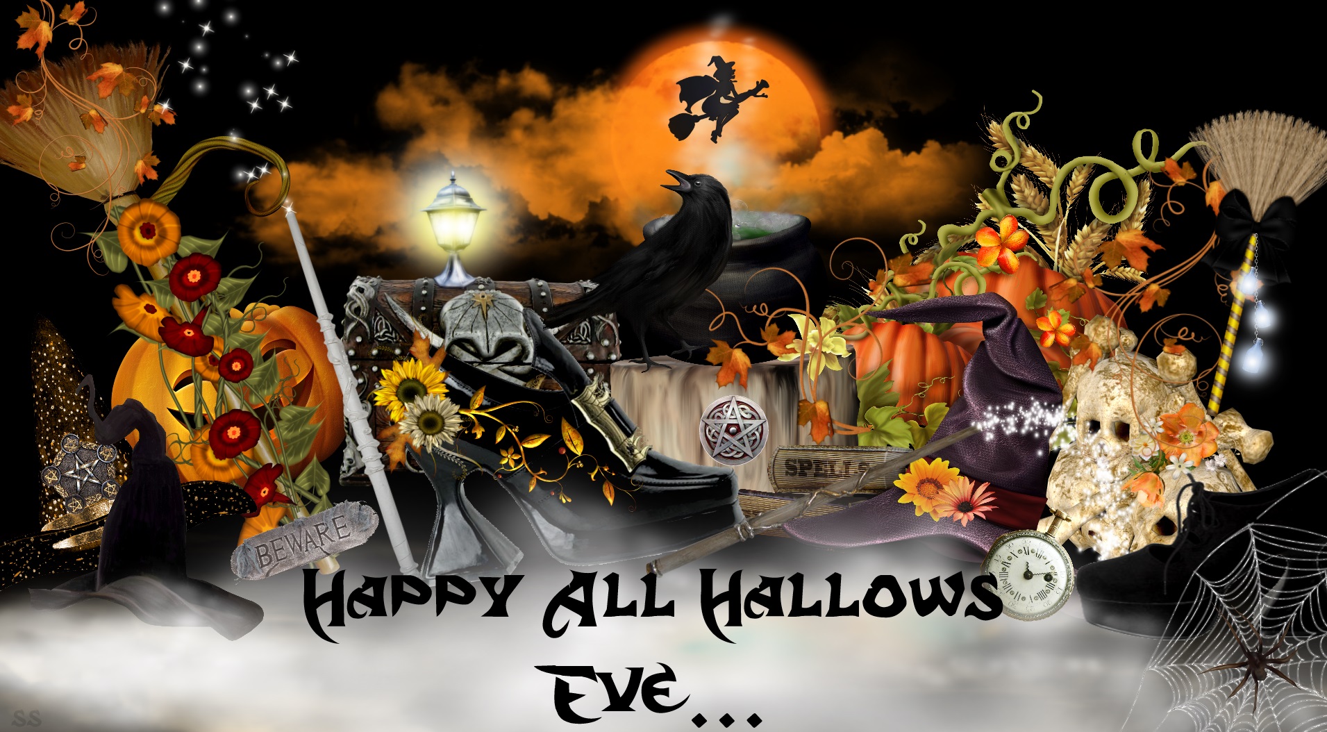 All Hallows Eve Computer Wallpapers, Desktop Backgrounds - Happy Hallows Eve Witch - HD Wallpaper 
