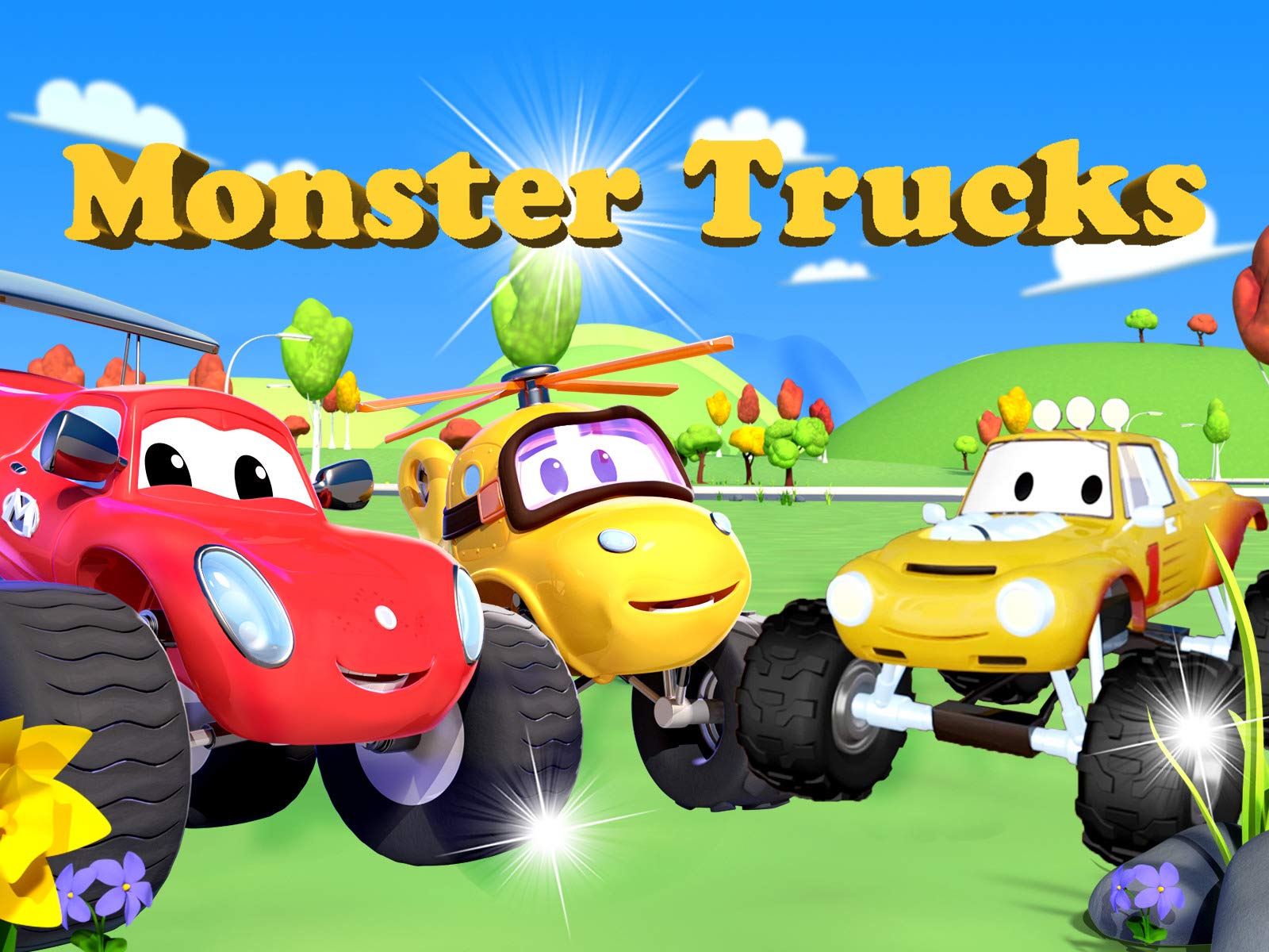 Monster Truck Cartoon Background - HD Wallpaper 