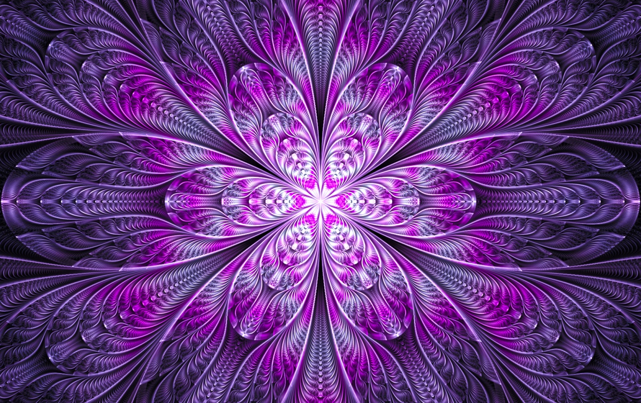 Purple Floral Fractal Wallpapers - HD Wallpaper 