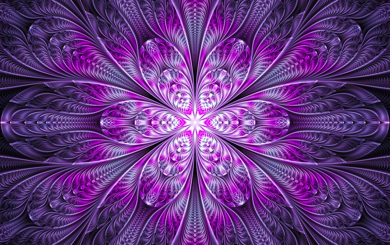 Purple Floral Fractal Wallpapers - HD Wallpaper 