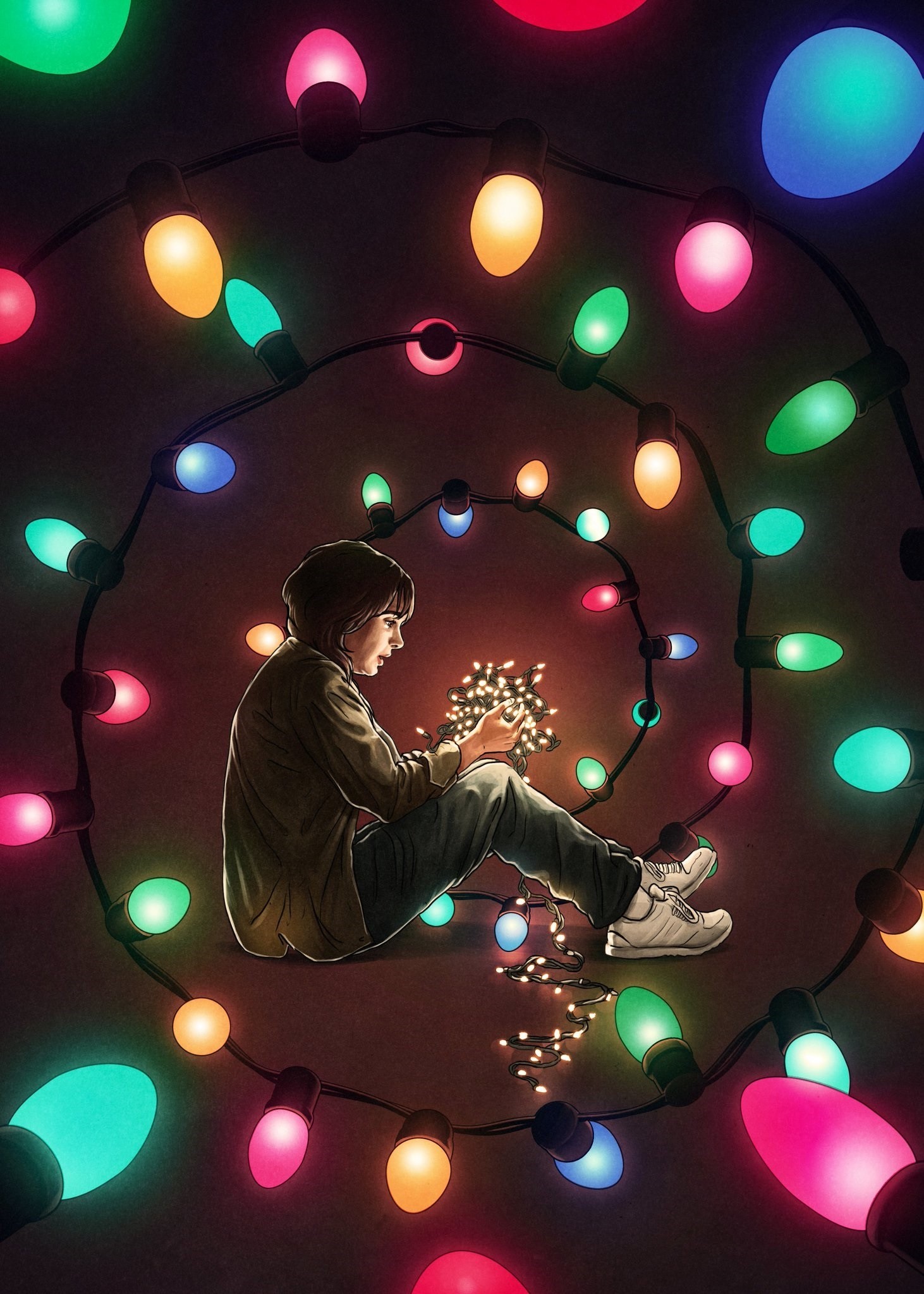 Stranger Things, Colorful, Lights, Artwork, Netflix - Stranger Things - HD Wallpaper 