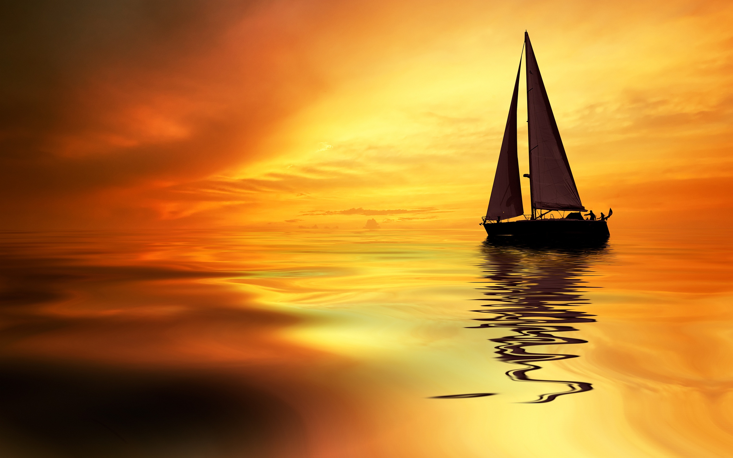 Boat In The Sunset - HD Wallpaper 