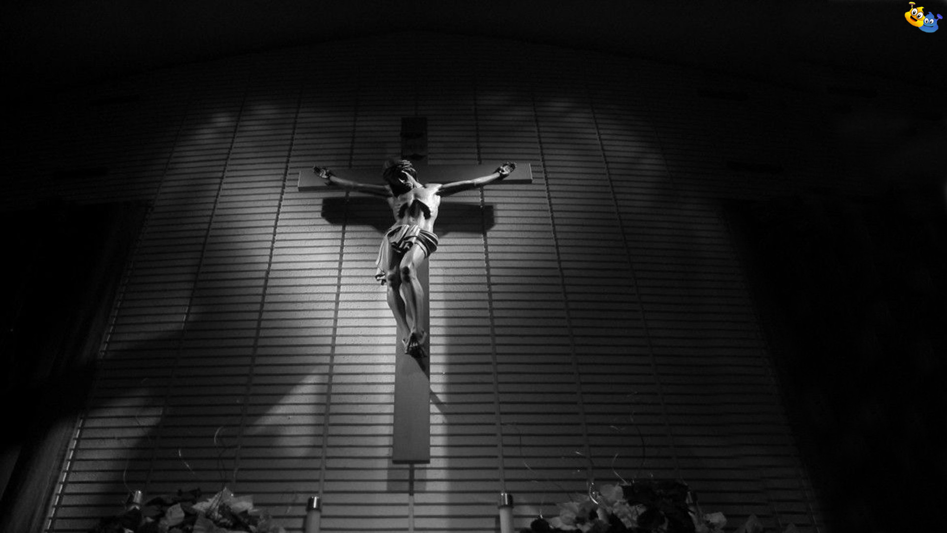 1920x1080, Dark Cross Wallpaper Hd 17961 
 Data Id - Black And White Jesus - HD Wallpaper 