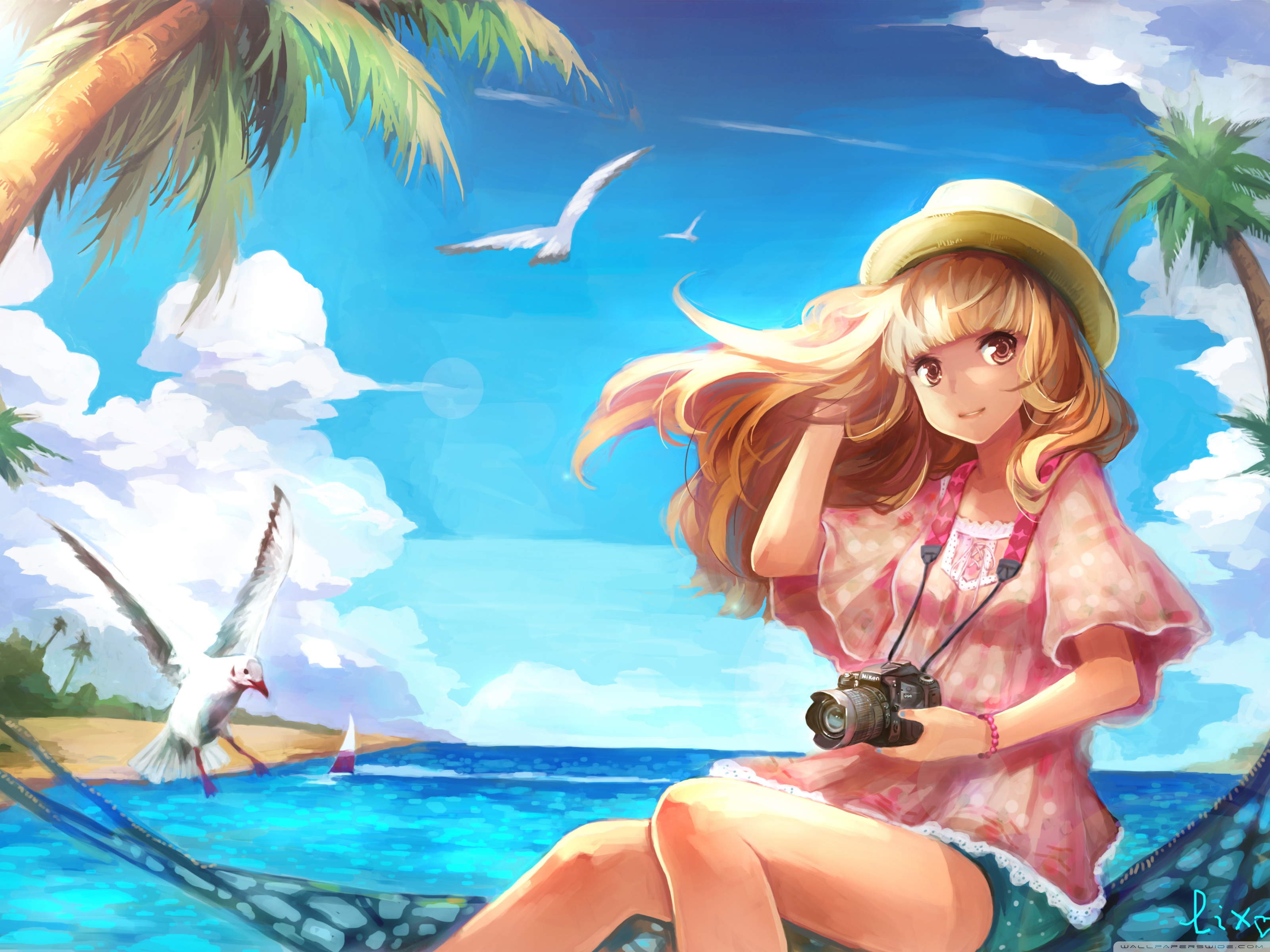 Anime Girl Summer - HD Wallpaper 