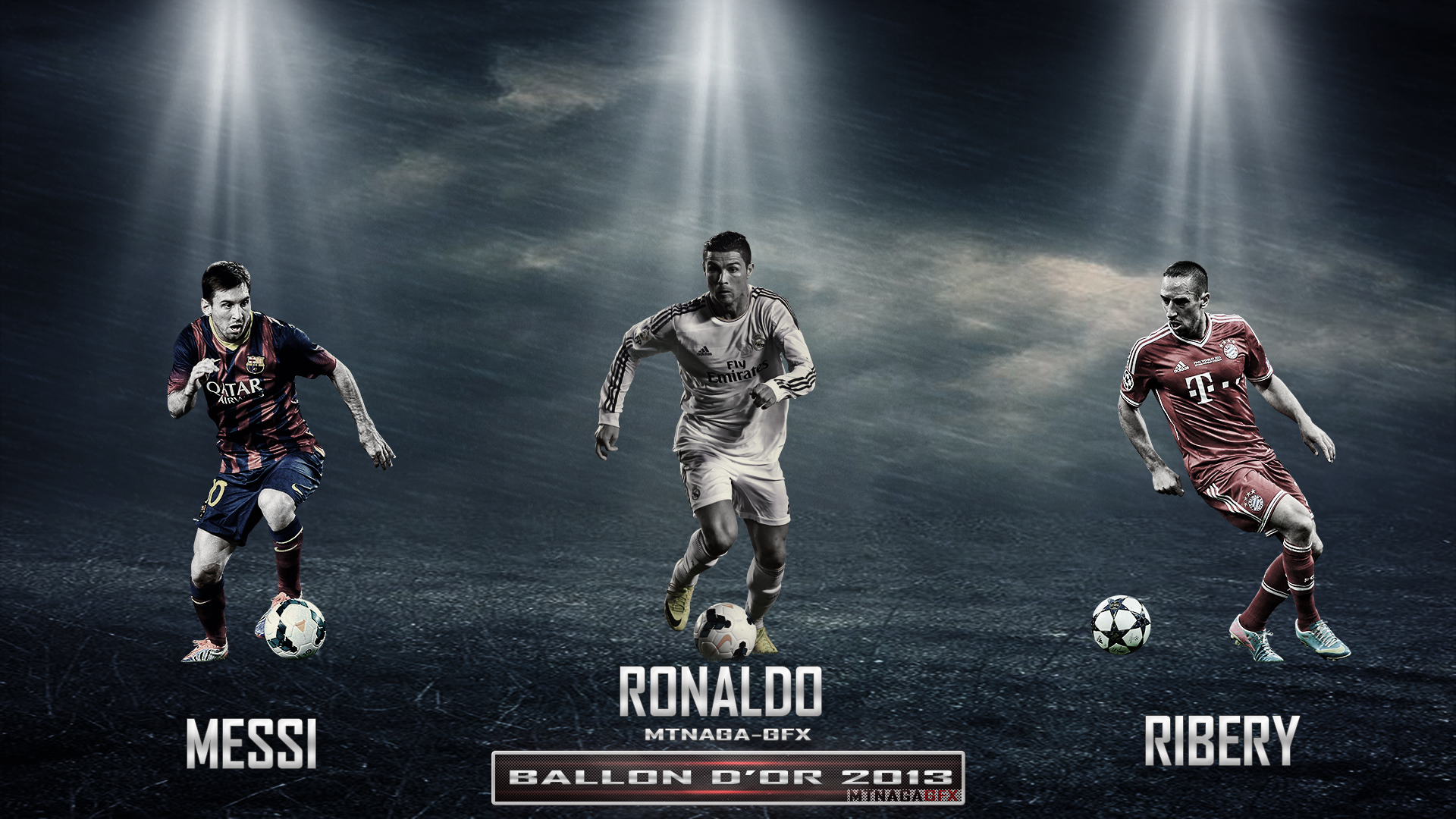 Messi Ronaldo Ribery Ballon D’or 2014 Wallpaper - 메시 호날두 배경 화면 - HD Wallpaper 