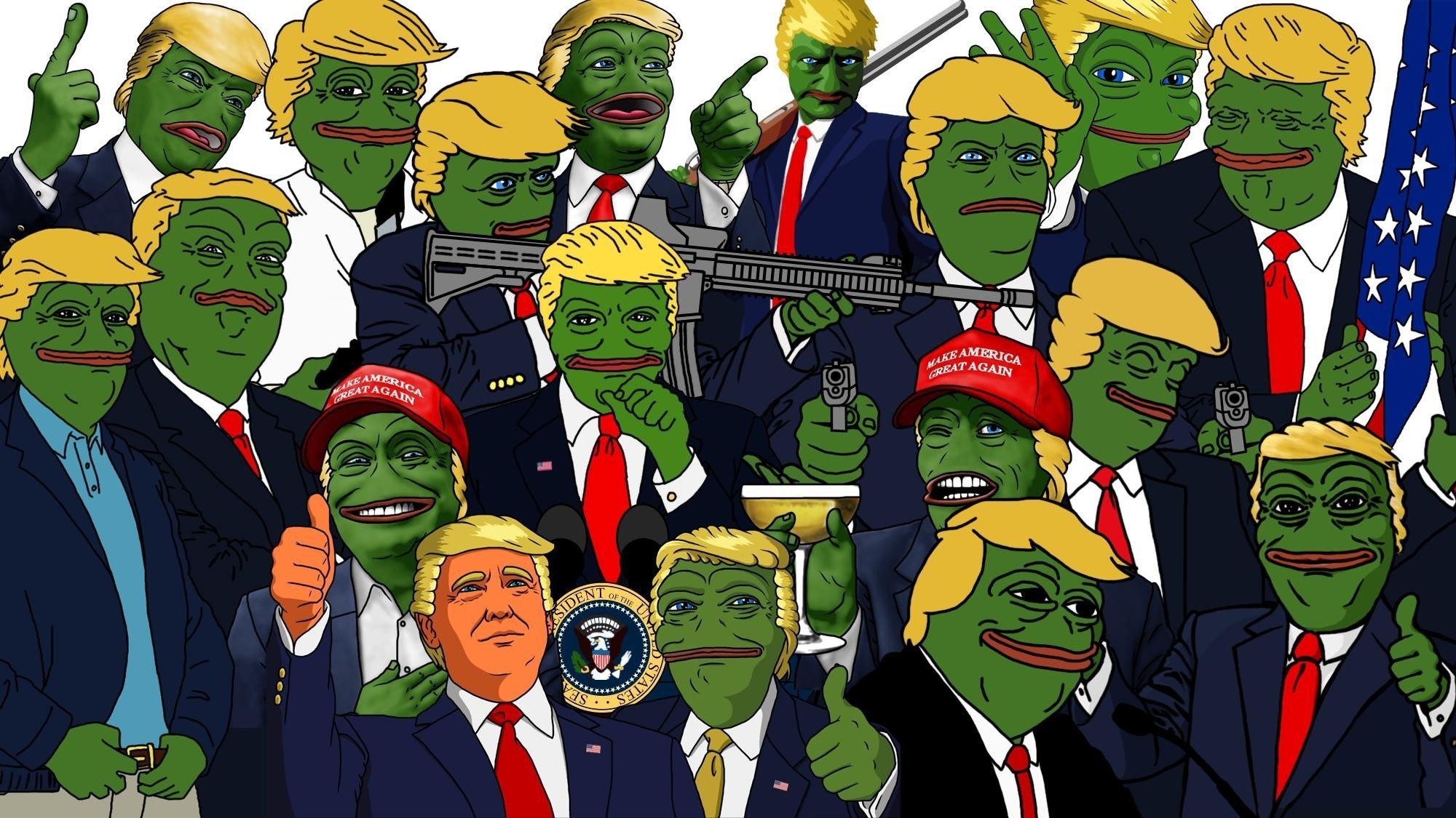 Illustration Gun Cartoon Donald Trump Memes Usa Pepe - Trump Pepe Memes - HD Wallpaper 