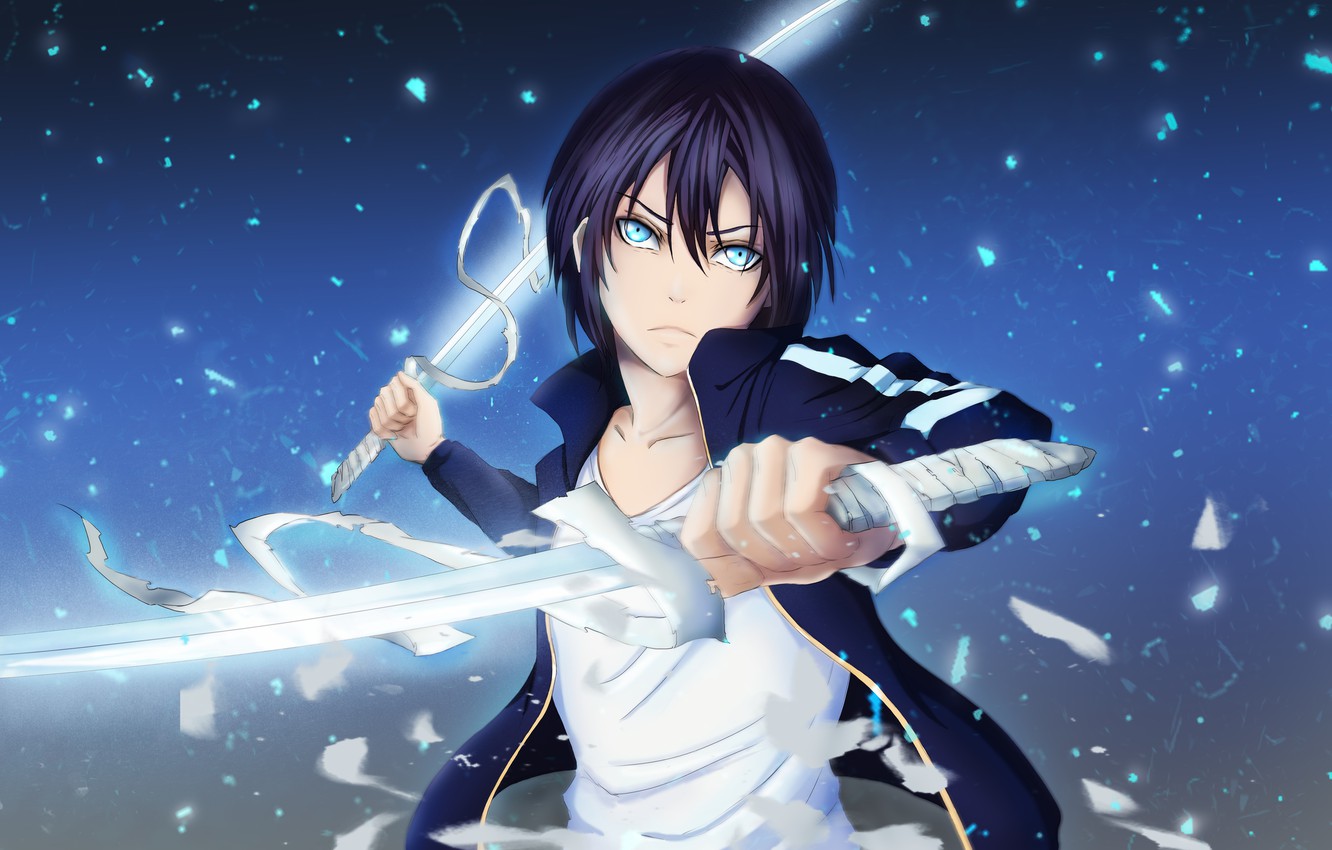 Photo Wallpaper Look, Sword, Art, Guy, God, Noragami, - Noragami Aragoto - HD Wallpaper 