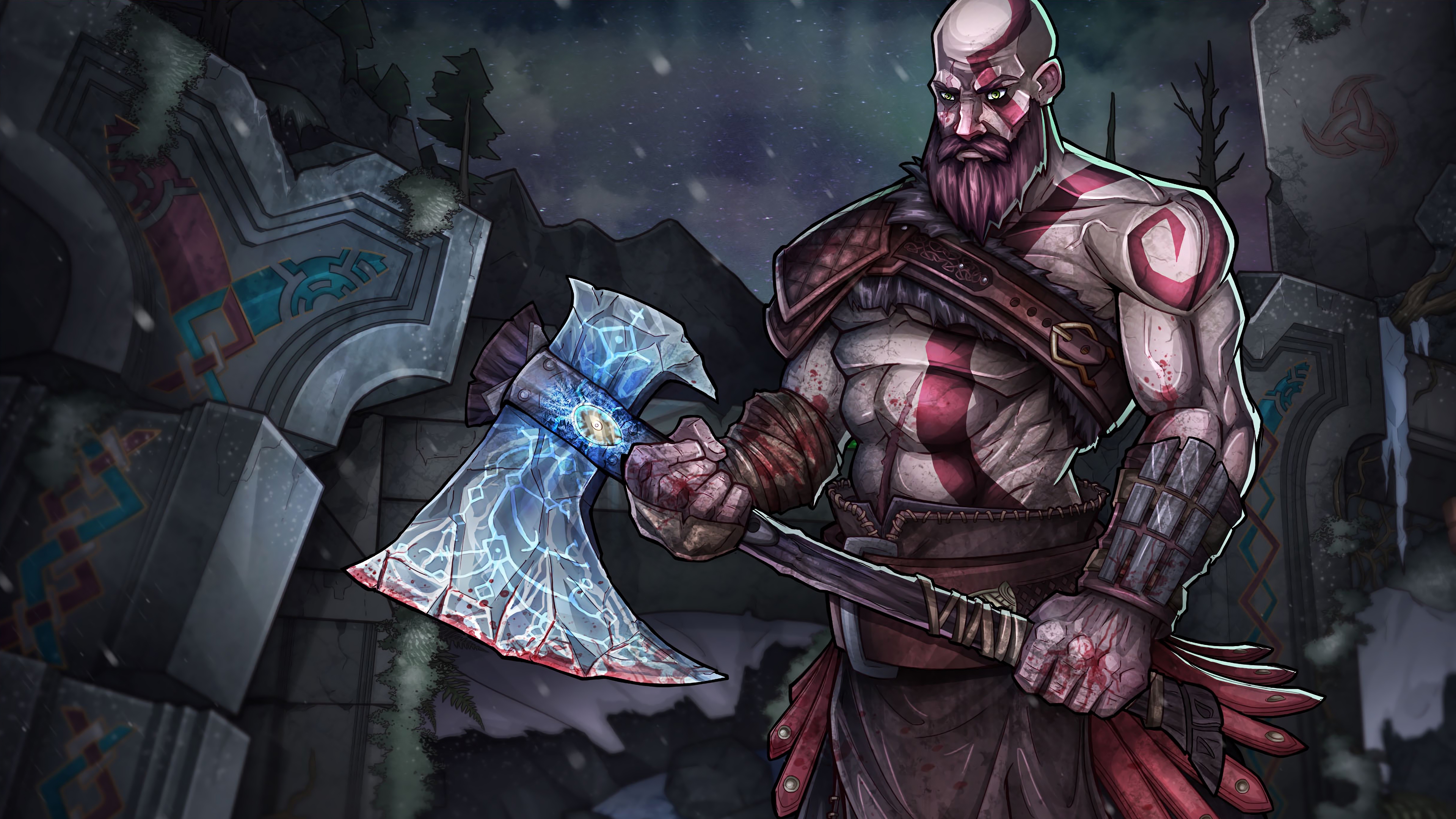 God Of War 2018 Background - Kratos - HD Wallpaper 