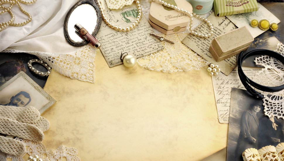 Retro, Pearls, Items, Vintage, Background, Lace, Vintage - Vintage Make Up Background - HD Wallpaper 