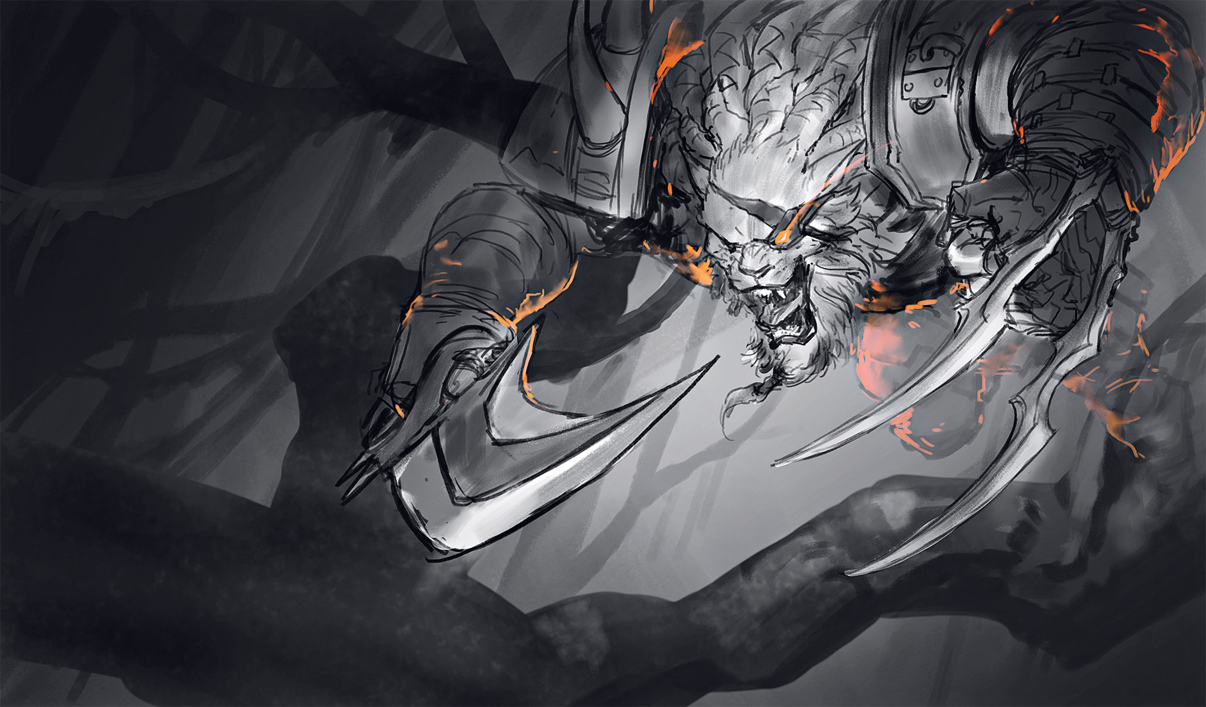 Rengar Splash Art Process League Of Legends Artwork - League Of Legends Splash Art Process - HD Wallpaper 