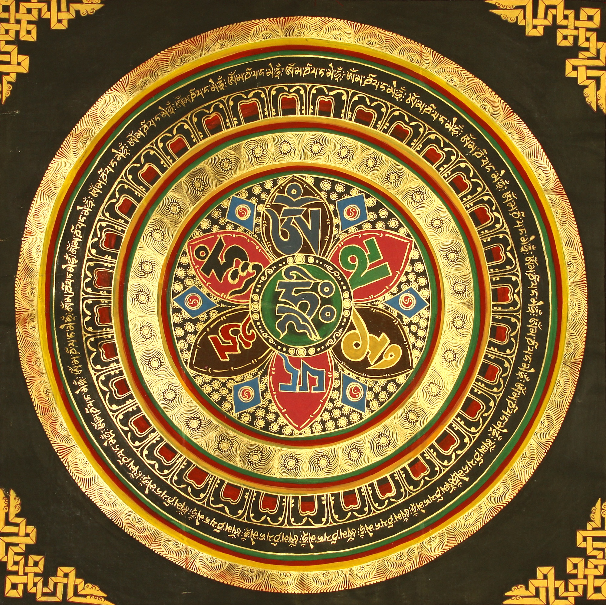 Mandala Buddhist - Om Mani Padme Hum Mandala - HD Wallpaper 