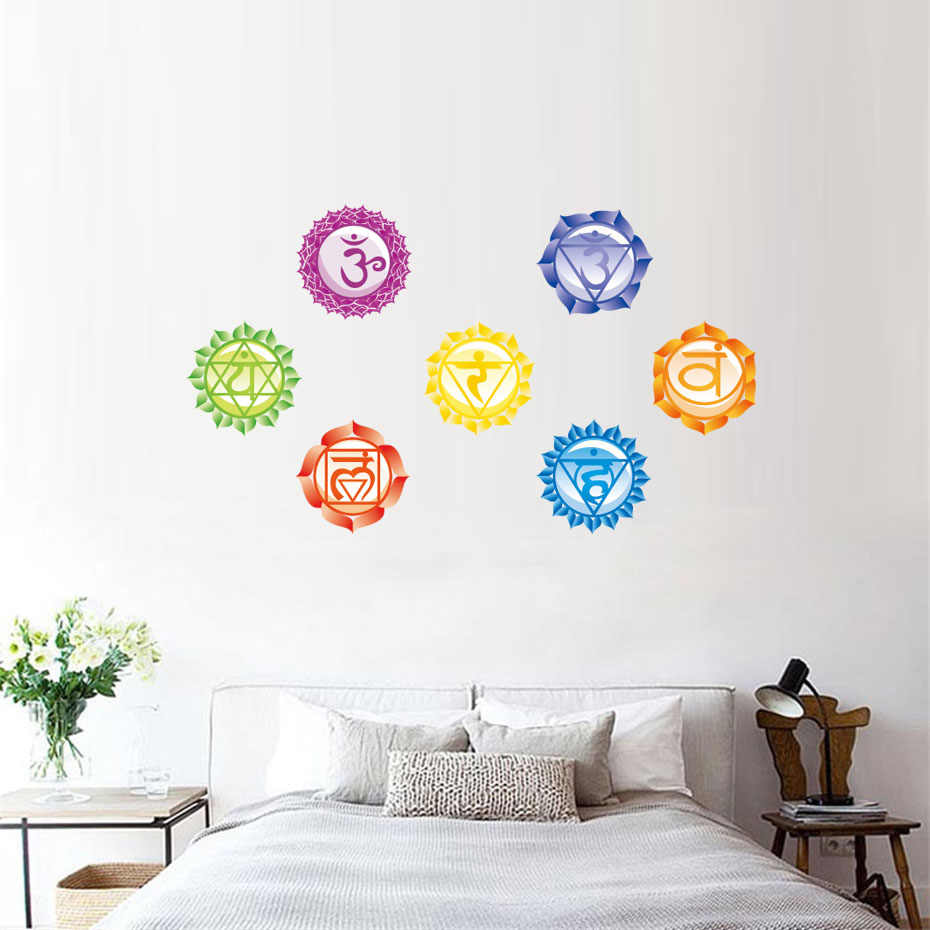 7pcs/set 13x13cm Chakras Wallpaper Stickers Mandala - Bedroom Wall Art Design - HD Wallpaper 