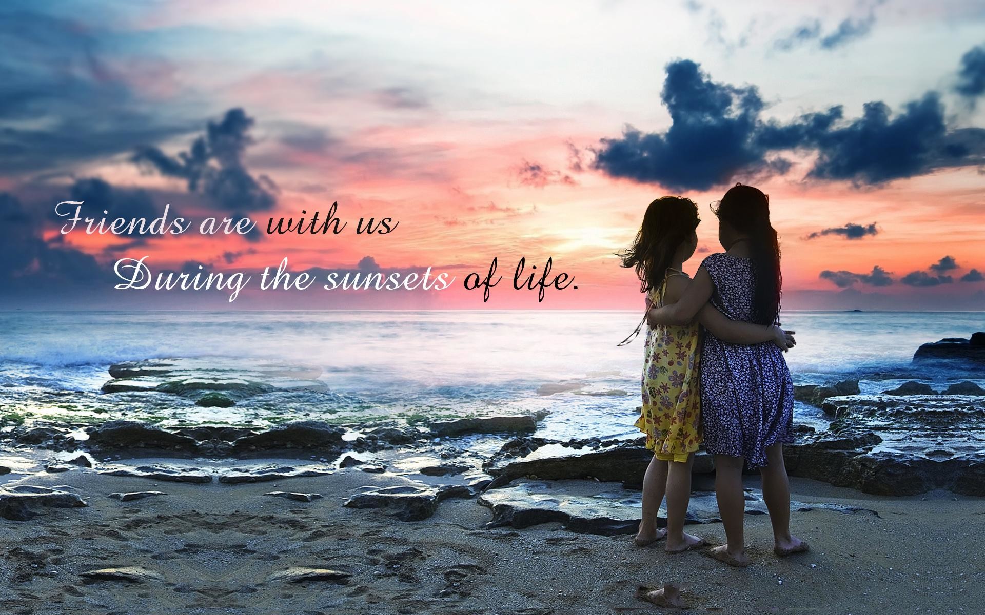 Friendship Quotes Wallpapers - Sunset With Friends Quotes - HD Wallpaper 