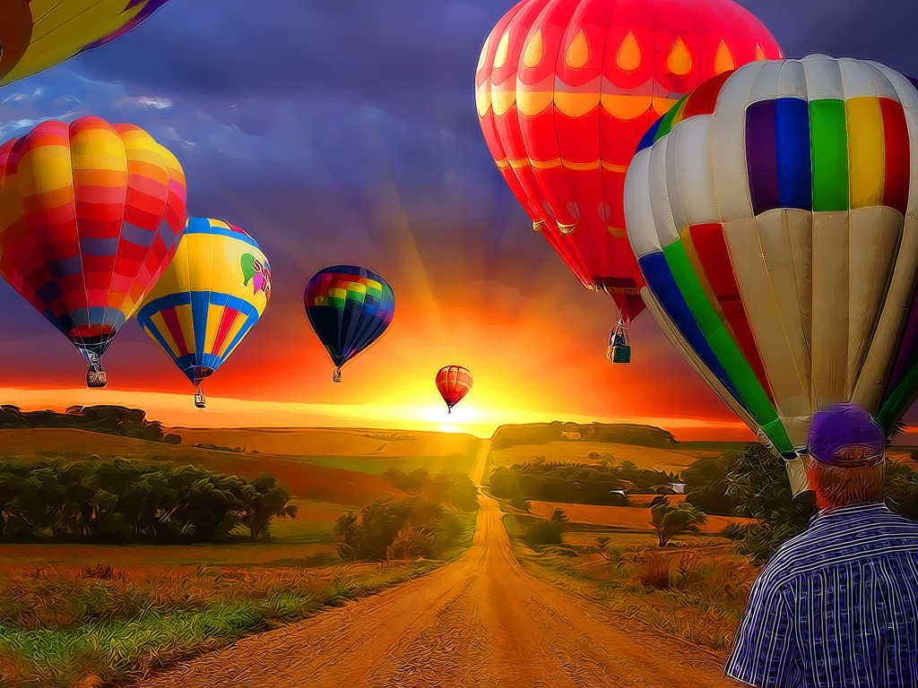 Hot Air Balloons Sunset Wallpapers High Quality Resolution - Hot Air Balloon Sunset - HD Wallpaper 