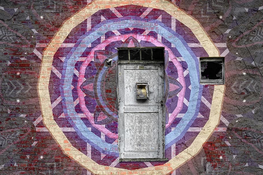 Mandala, Chakra, Brick, Wall, Door, Vintage, Meditation, - Mandala - HD Wallpaper 