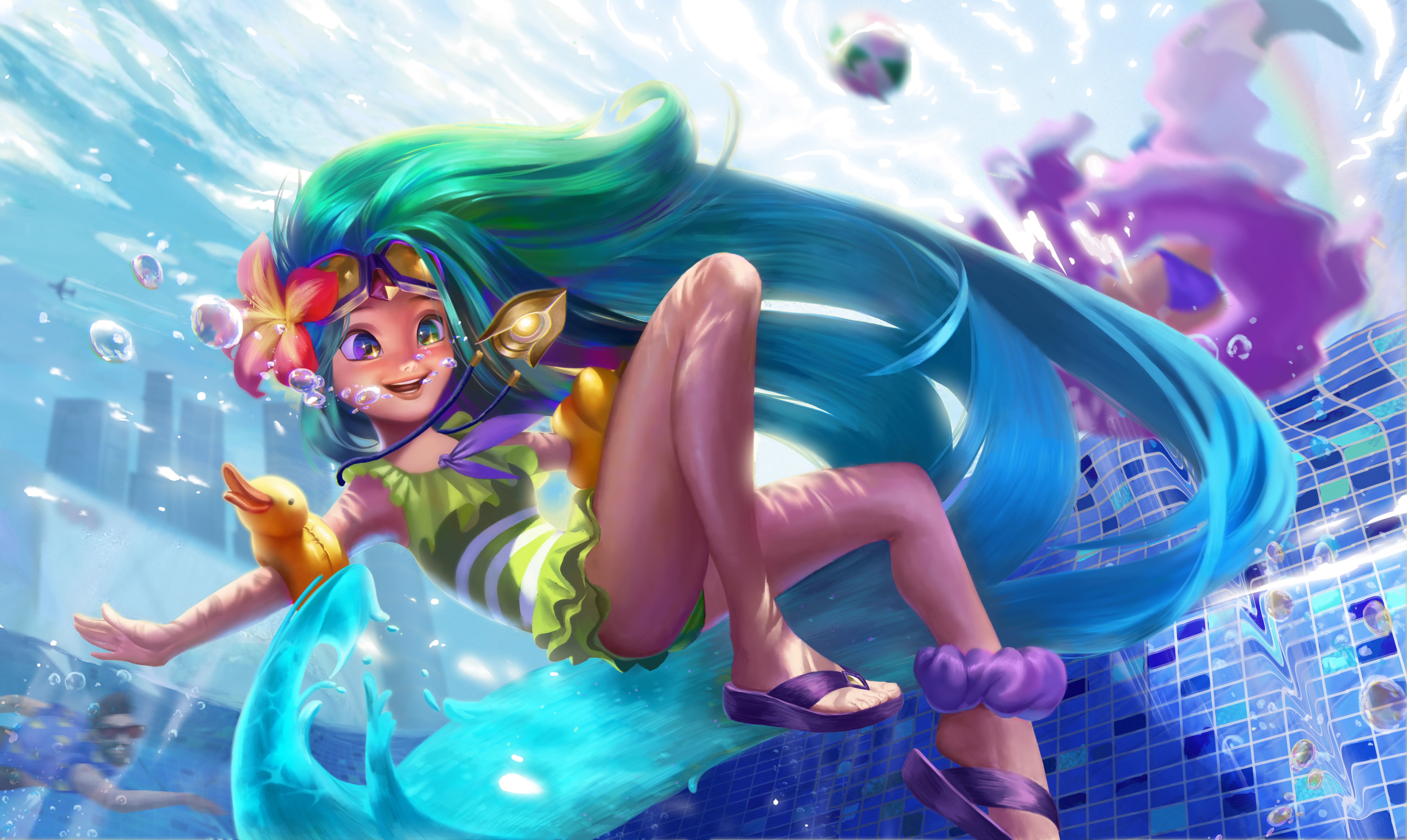 Pool Party Zoe By 阿叔叔 Hd 4k Wallpaper Background Fan - League Of Legends Pool Party Zoe - HD Wallpaper 