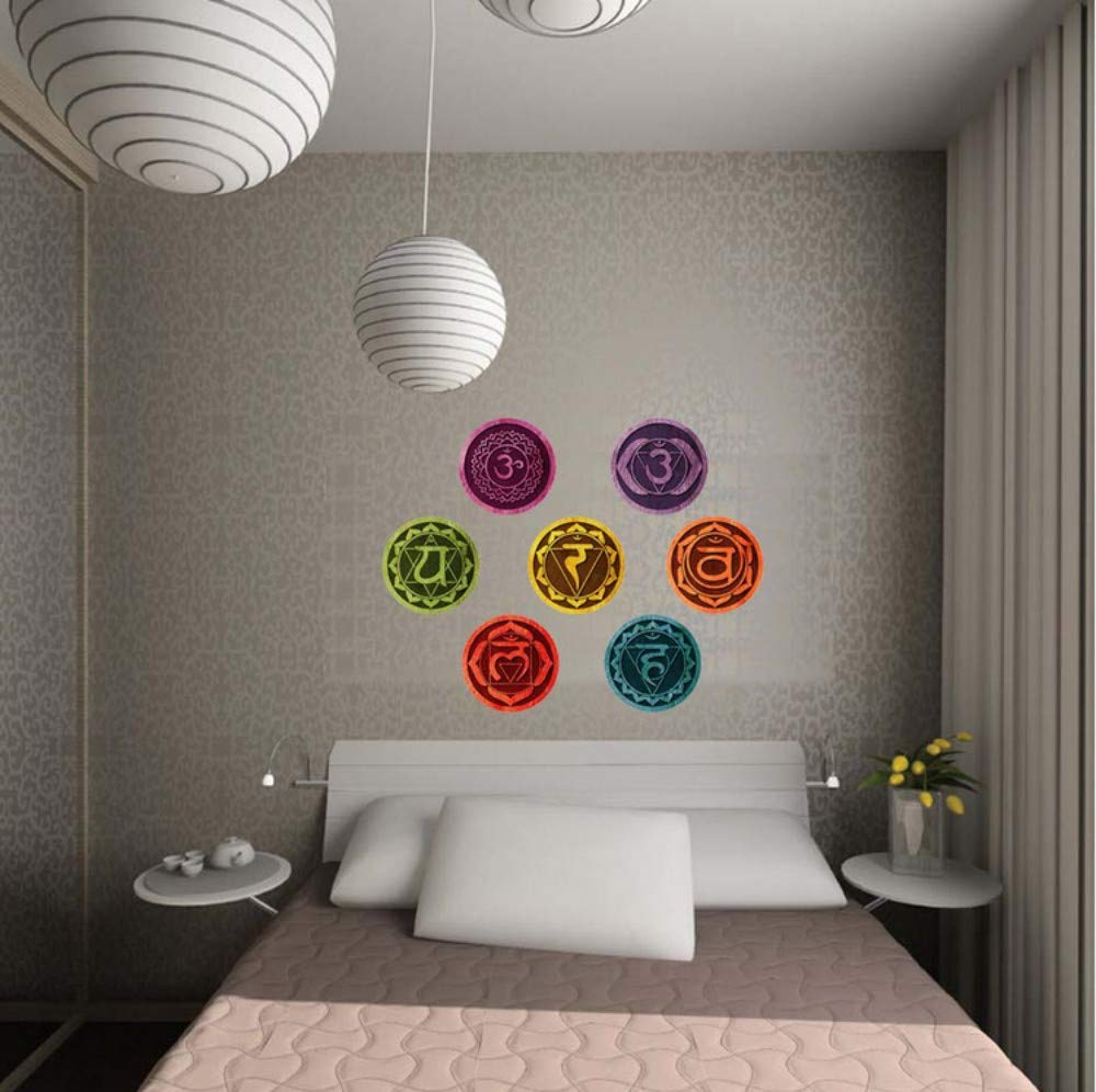 Aisufen Chakras Mandala Yoga Stickers Om Meditation - Wall Decal - HD Wallpaper 