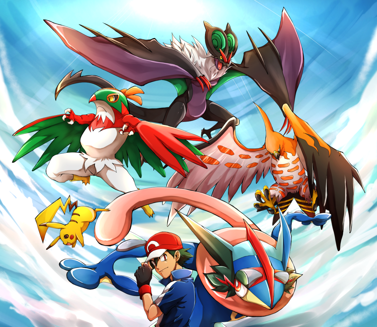 Pokémon X And Y Ash Ketchum Serena Pikachu Brock Anime - Pokemon Ash Full Team - HD Wallpaper 