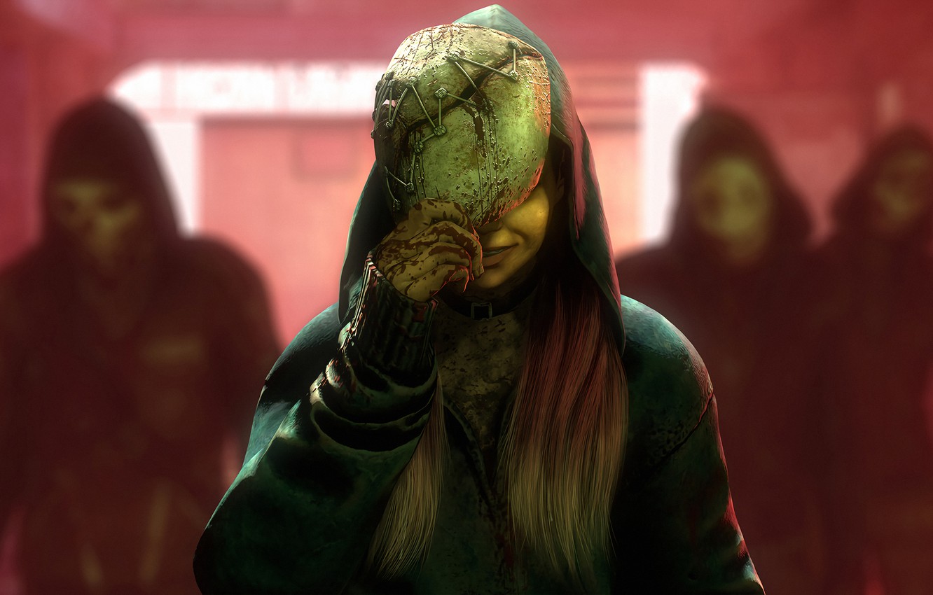 Photo Wallpaper Girl, Rendering, Blood, Mask, Susie, - Make The Legion Mask - HD Wallpaper 