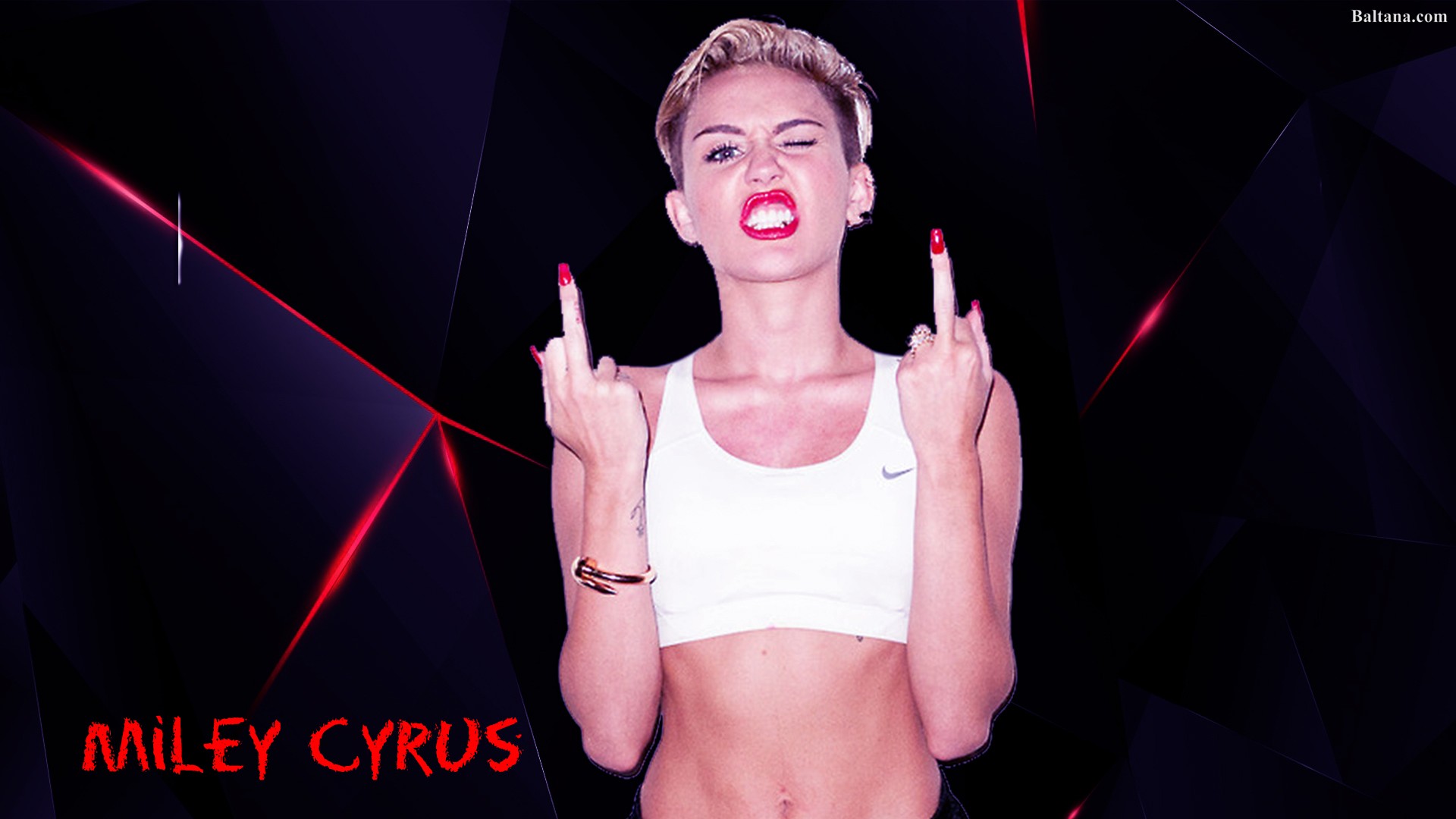 Miley Cyrus Best Wallpaper - Miley Cyrus Middle Finger - HD Wallpaper 
