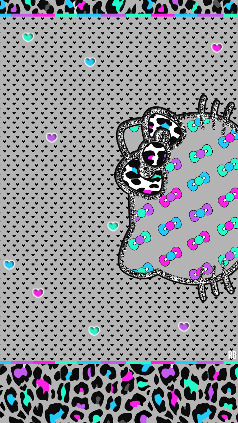 Free Iphone Android Wallpaper Hello Kitty Bow Heart - Hello Kitty Animal Print - HD Wallpaper 