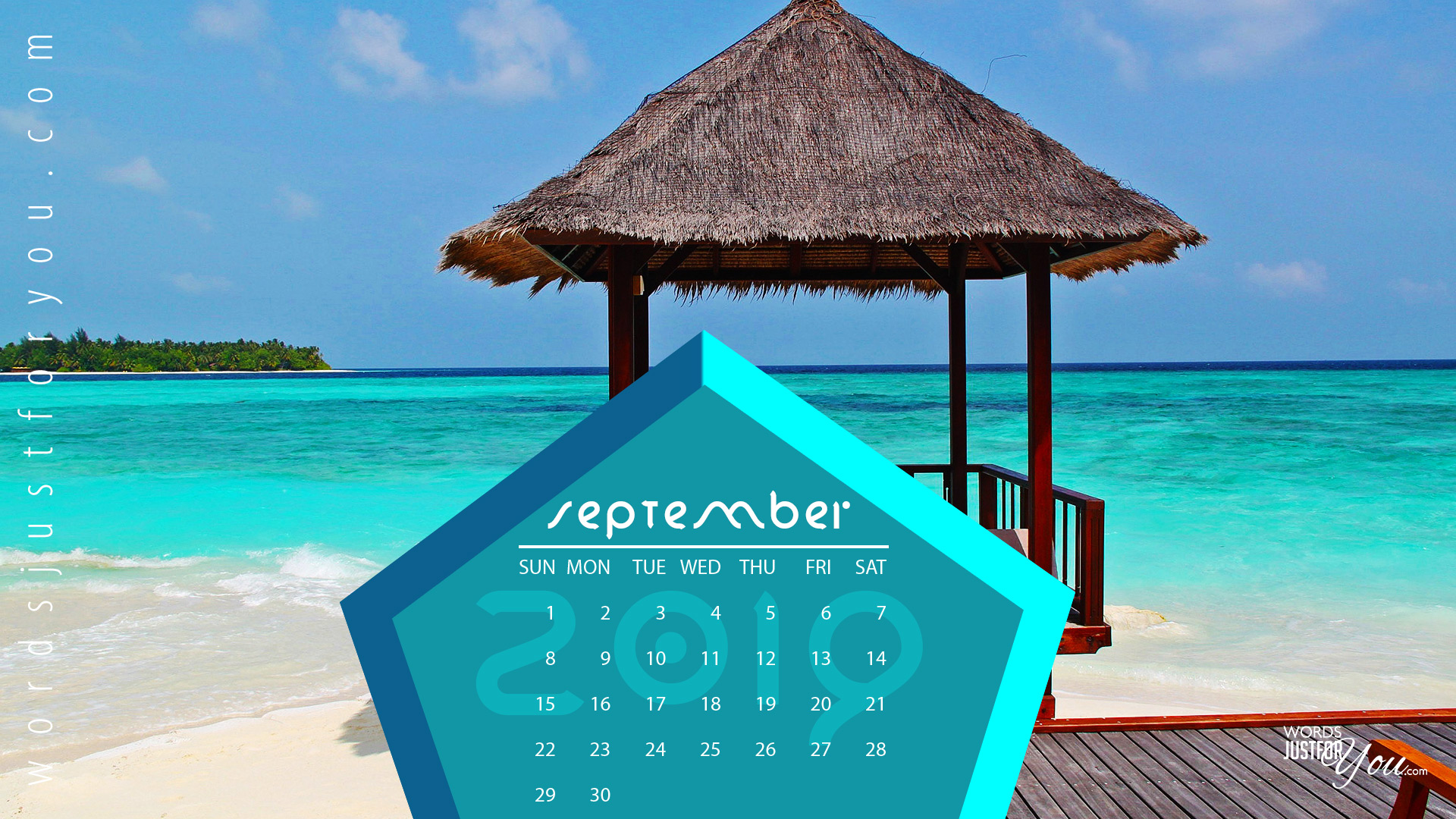 Beach September 2019 Calendar - HD Wallpaper 