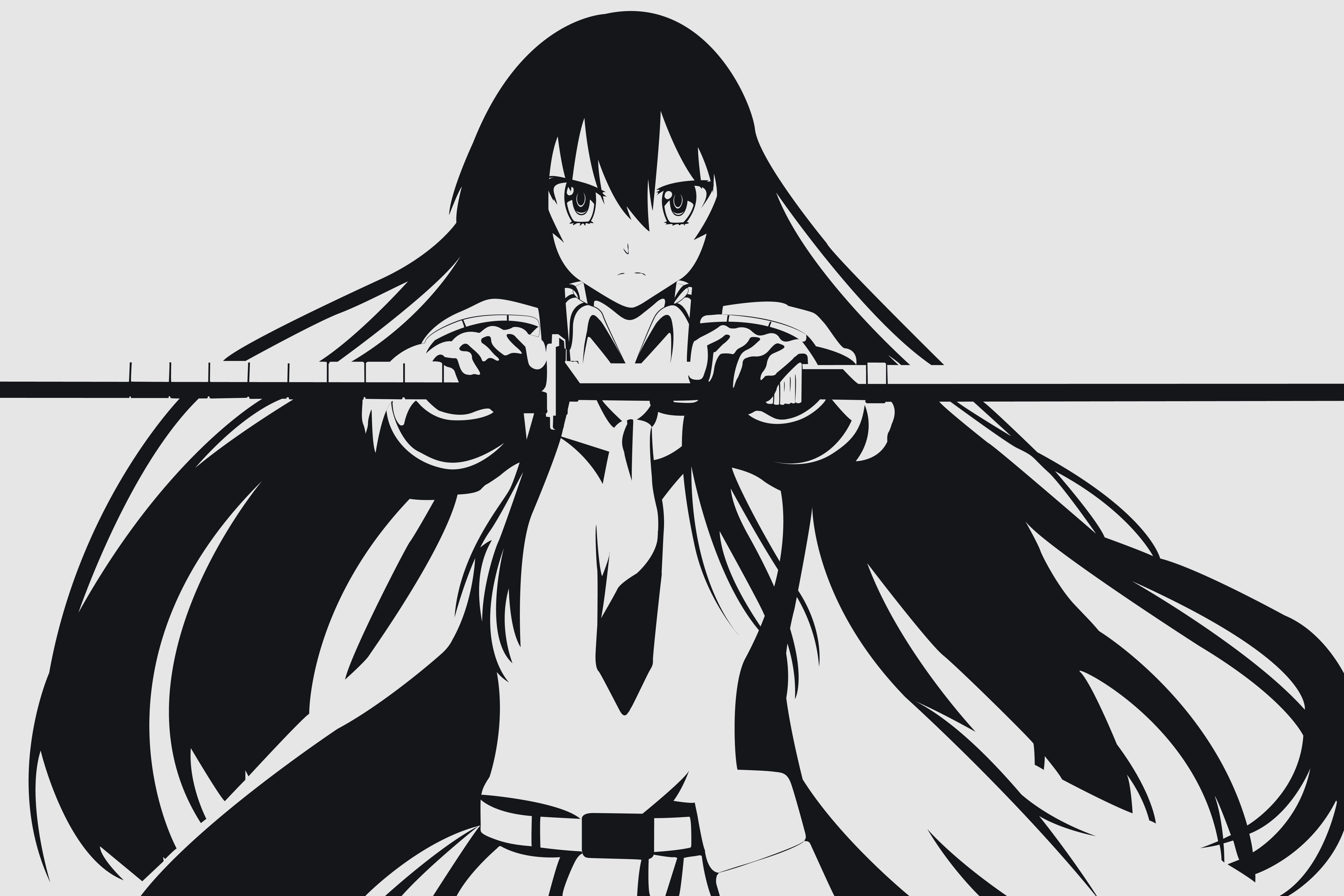 Akame Ga Kill, Akame, Manga, Black And White, Sword - Akame Ga Kill -  5760x3840 Wallpaper 
