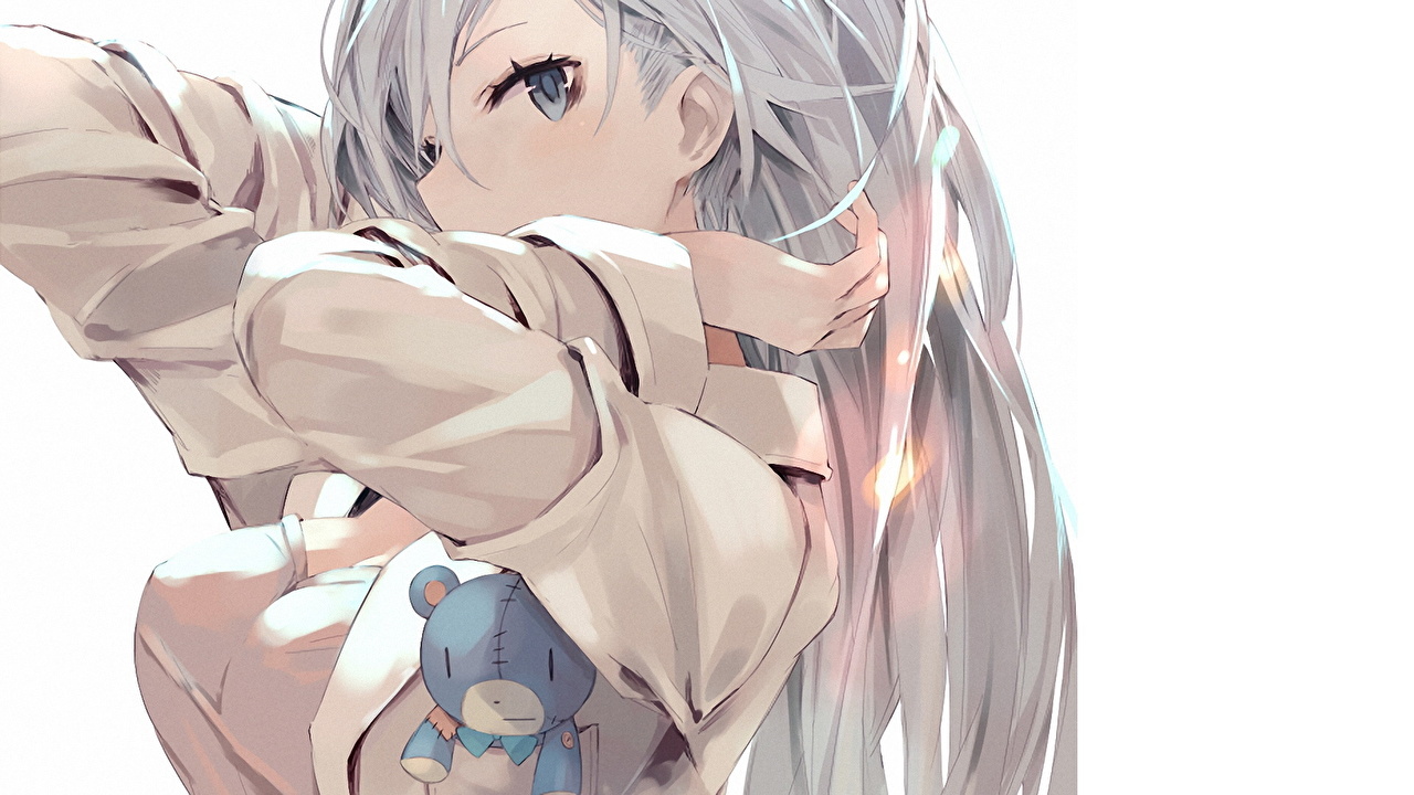 Anime Girl White Hair Blue Eyes - HD Wallpaper 