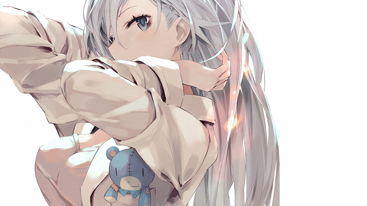 Blue-eyed White-haired Anime Girl - wide 2