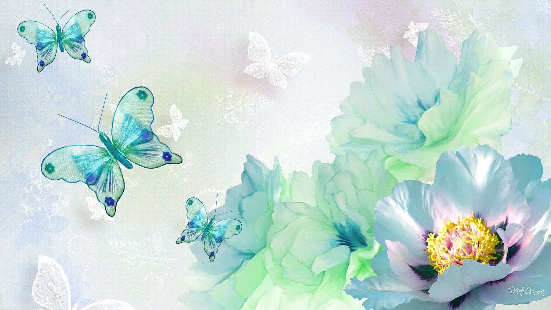 Butterfly With Flowers Wallpapers On Wallpaperget - Beautiful Wallpaper For Butterfly - HD Wallpaper 