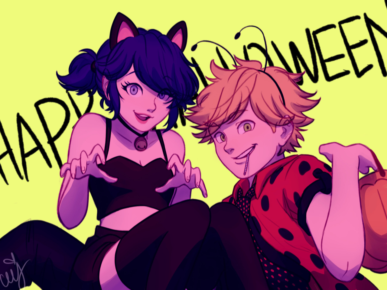 Marinette Dressed As Chat Noir - HD Wallpaper 