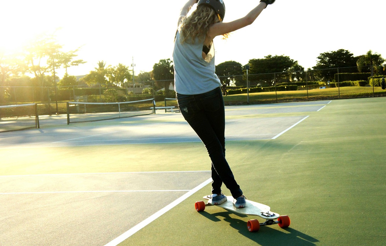 Photo Wallpaper Girl, Photo, Sport, Court, Longboard - Longboard Riding - HD Wallpaper 