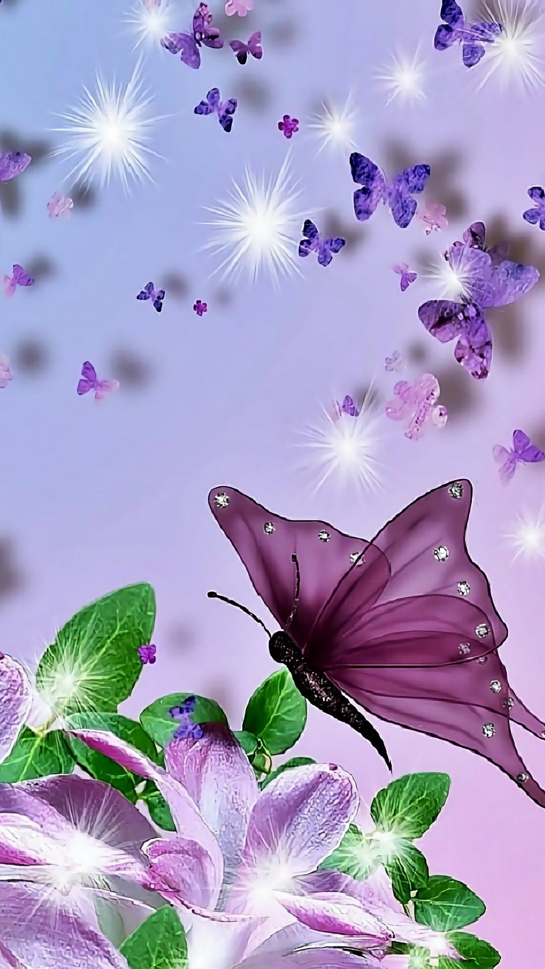 Whatsapp Wallpaper Flowers And Butterfly - 1080x1920 Wallpaper 