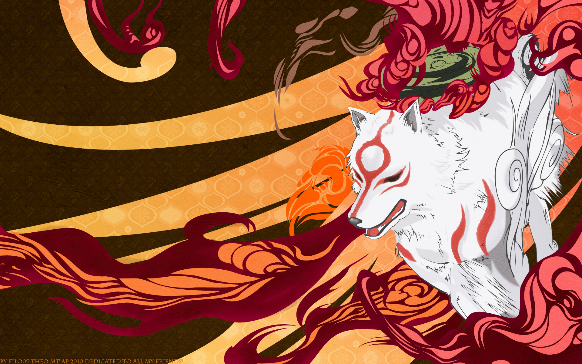 Capcom, Okami, Amaterasu, Vector Art Wallpaper 
	style - HD Wallpaper 