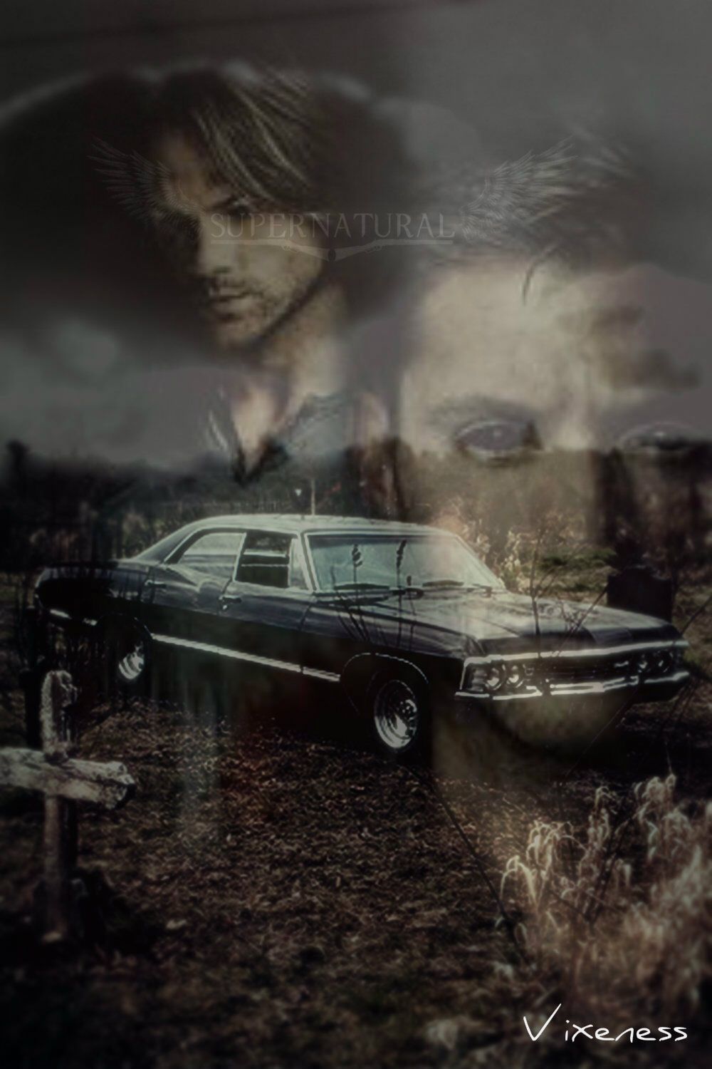 Supernatural 67 Chevy Impala Iphone Wallpaper By Vixen1337 - Chevrolet Impala 1967 Supernatural - HD Wallpaper 