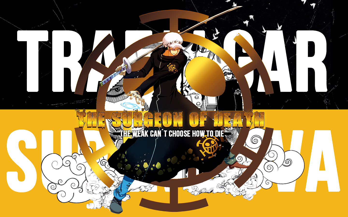 One Piece Trafalgar Law Monkey D Luffy Guys Hat Wind - Graphic Design - HD Wallpaper 