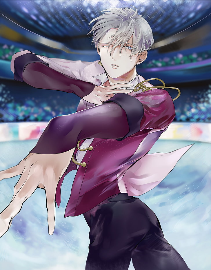 Victor Nikiforov, Yuri On Ice, White Hair, Skating, - Victor Nikiforov Yuri On Ice Victor - HD Wallpaper 