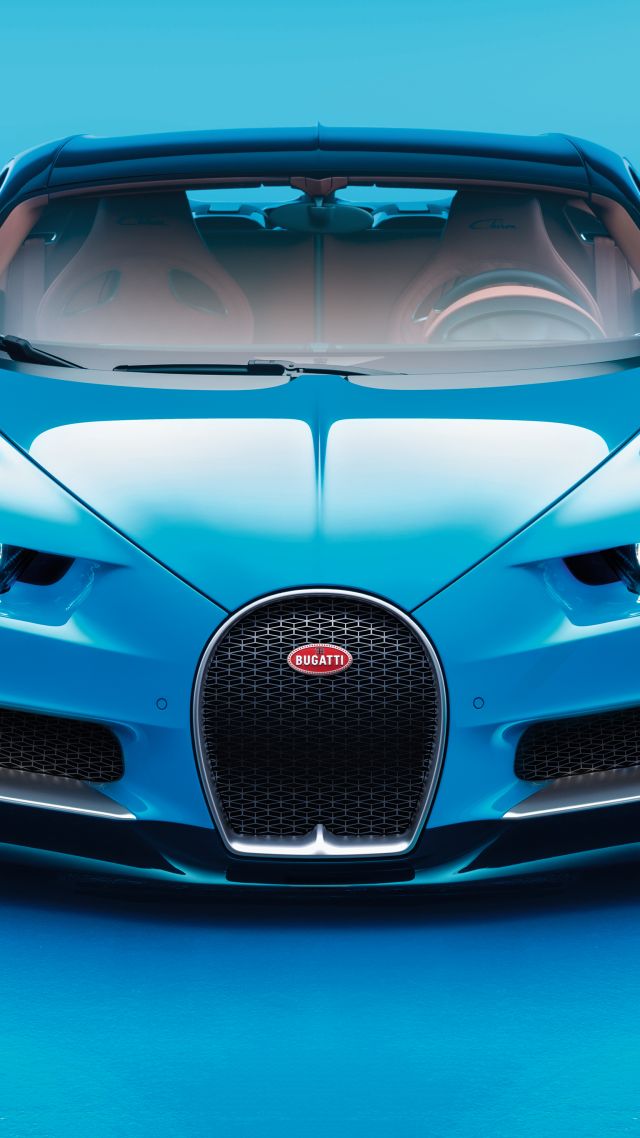 Bugatti Chiron, Geneva Auto Show 2017, Hypercar, Blue - Bugatti Chiron -  640x1138 Wallpaper 