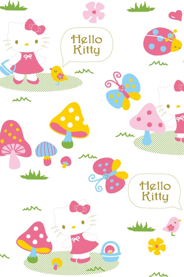 Hd Color Hellow Kitty Mushrooms Iphone 4 Wallpapers - Hello Kitty Vector - HD Wallpaper 