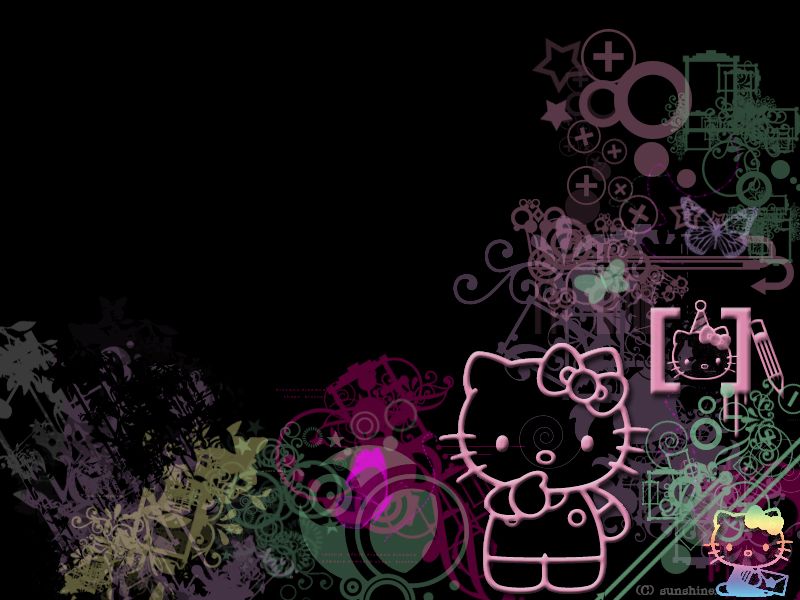 Black Hello Kitty Background - HD Wallpaper 