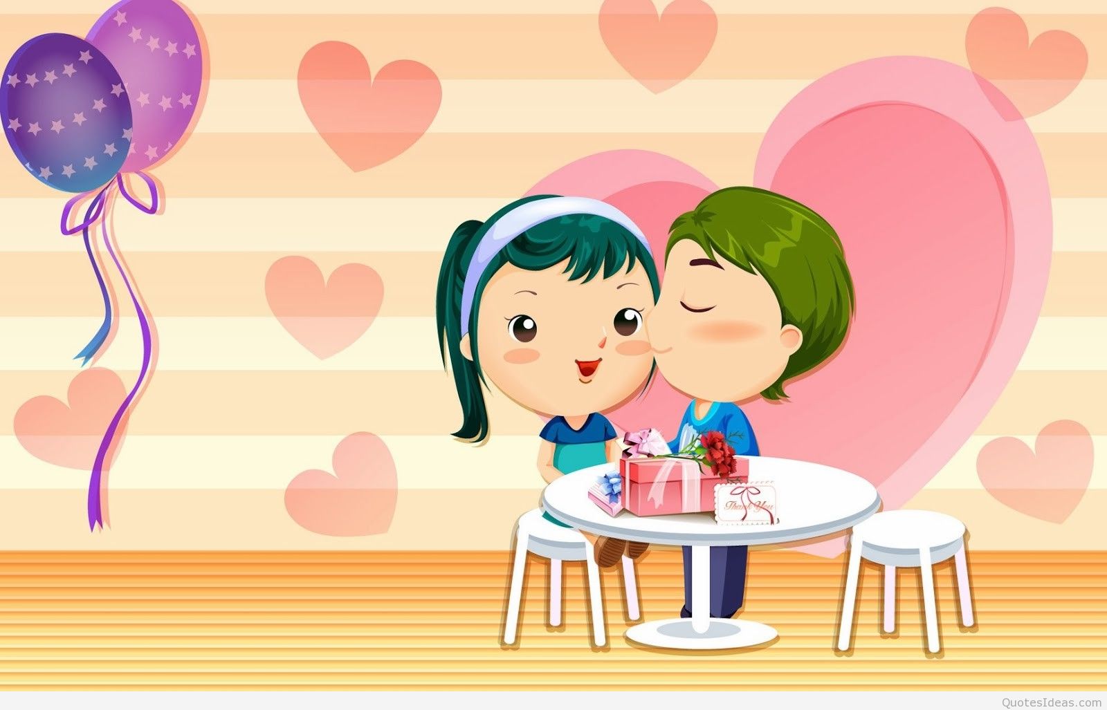 Happy Kiss Day 2014 Anime Couple Hd Wallpaper - Love Cartoon Images Download - HD Wallpaper 