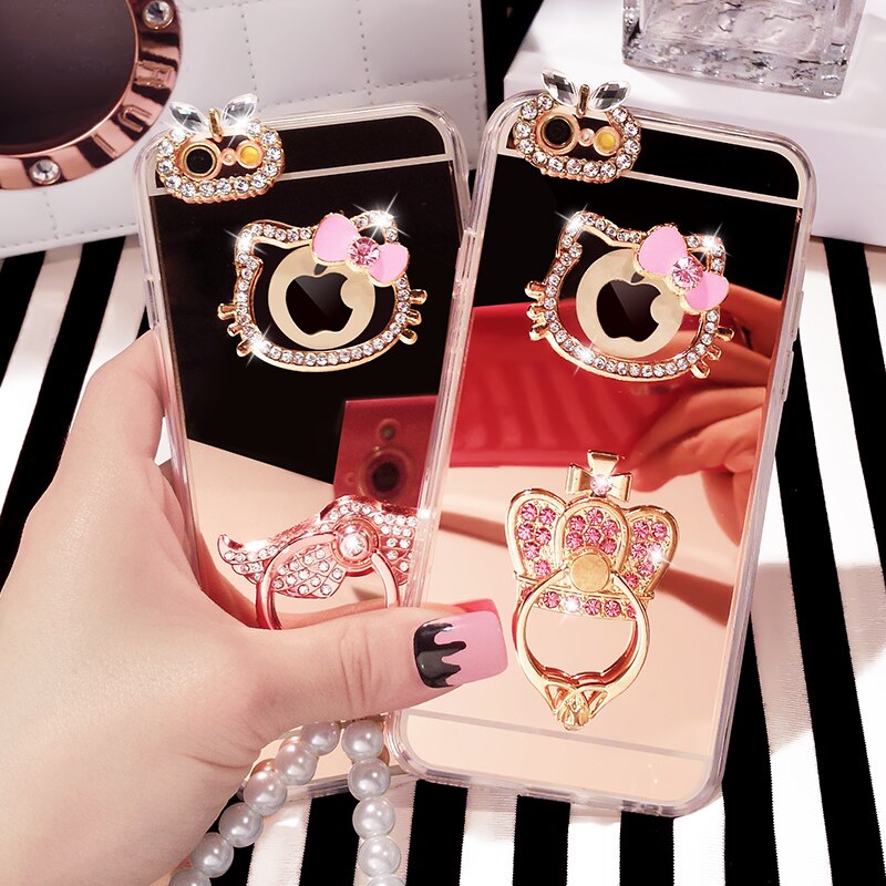 Fashion Luxury Mirror Cover Hello Kitty Stand Holder - Mirror Case Hello Kitty - HD Wallpaper 